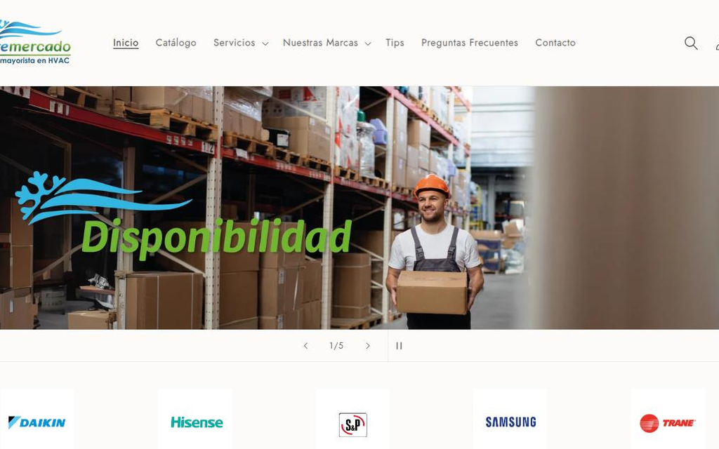 Captura del catálogo de equipo HVAC de Airemercado